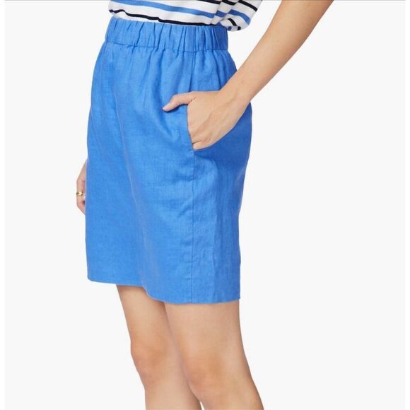 Court & Rowe 100% linen pencil skirt in villa azul size M NWT elastic waist - Picture 2 of 10